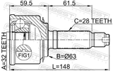 Febest 0310-057 Outer CV Joint 32X63X28