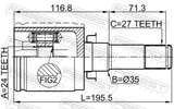 Febest 3211-SRXLF1 Inner CV Joint 24X35X27