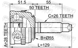Febest 0310-035A50 Outer CV Joint 28X55X26