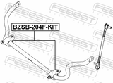 Febest BZSB-204F-KIT Front Stabilizer Bar Bush (Set, Set For Two Sides) D27
