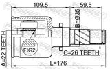 Febest 0511-M316ATLH Inner CV Joint Left 22X35X26