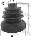 Febest 1215-YFT Boot Inner CV Joint Kit 80X95X24.5