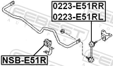 Febest 0223-E51RR Rear Right Stabilizer Link / Sway Bar Link