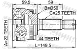 Febest 2210-CER16A44 Outer CV Joint 22X49.5X25