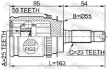 Febest 0310-RD1RA50 Outer CV Joint Rear 25X55X23