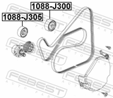 Febest 1088-J300 Pulley Idler Kit