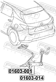 Febest 01603-014 Rear Level Sensor (With Bracket, With Link, With Wiring)