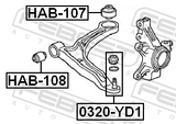 Febest HAB-107 Rear Bushing, Front Control Arm