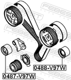 Febest 0487-V97W Timing Belt Tensioner Pulley