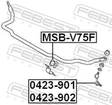 Febest MSB-V75F Front Stabilizer Bar Bush D30