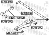 Febest MAB-093 Bushing, Rear Upper Trailing Rod (Hydro)