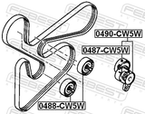 Febest 0487-CW5W Tension Pulley