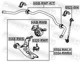 Febest HSB-RWF-KIT Front Stabilizer Bar Bush Kit D13
