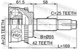 Febest 0210-062A42 Outer CV Joint 23X55X25