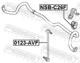 Febest NSB-C26F Front Stabilizer Bar Bush D26