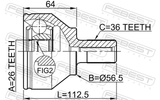 Febest 2710-S40II Outer CV Joint 26X56.5X36
