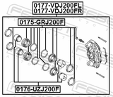 Febest 0177-VDJ200FR Front Right Brake Caliper Assembly