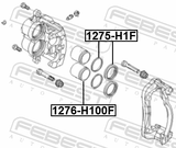 Febest 1275-H1F Front Brake Caliper Repair Kit (For One Piston)