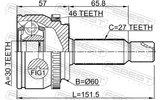 Febest 1210-SD11A46 Outer CV Joint 30X60X27