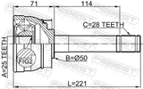 Febest 0210-071 Outer CV Joint 25X50X28
