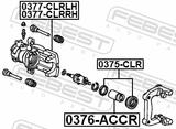 Febest 0375-CLR Rear Brake Caliper Repair Kit (Set For One Side)