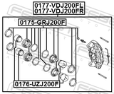 Febest 0175-GRJ200F Front Brake Caliper Repair Kit (Set For Two Sides)