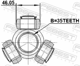 Febest 0416-CW5 Tripod Joint 35X46.05