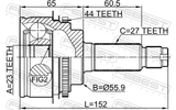 Febest 0810-S11A44 Outer CV Joint 23X56X27