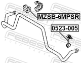 Febest MZSB-6MPSR Rear Stabilizer Bar Bush D22.5