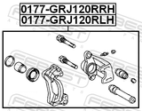 Febest 0177-GRJ120RLH Rear Left Brake Caliper Assembly (With Bracket)