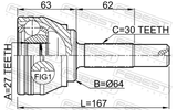 Febest 2310-TOUR Outer CV Joint 27X64X30
