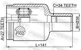 Febest 1611-221FLH Inner CV Joint Left 27X34