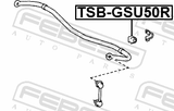 Febest TSB-GSU50R Rear Stabilizer Bar Bush D21