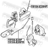 Febest 19104-E39F Outer Door Lock Cable