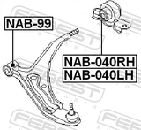 Febest NAB-040RH Rear Bushing, Front Right Control Arm