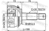 Febest 0110-080 Outer CV Joint 29X72.5X30