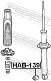 Febest HAB-139 Bushing, Rear Shock Absorber