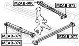 Febest MZAB-080 Rear Transverse Rod Bushing