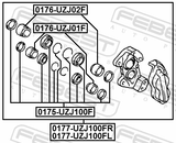 Febest 0175-UZJ100F Front Brake Caliper Repair Kit (Set For Two Sides)