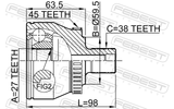 Febest 1710-011A45 Outer CV Joint 27X59.5X38