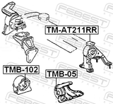 Febest TM-AT211RR Rear Engine Mount