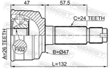 Febest 0110-075 Outer CV Joint 26X47X24