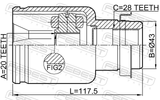 Febest 0511-DY3WATRH Inner CV Joint Right 20X43X28