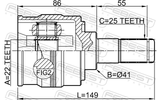 Febest 1211-SOL2WD Inner CV Joint Left 22X41X25