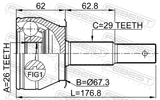 Febest 0210-R51AT Outer CV Joint 26X67X29