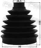 Febest 1217-TUC Boot Outer CV Joint Kit 96X116X28.5