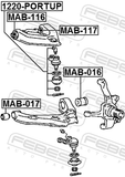 Febest MAB-116 Bushing Kit, Front Upper Control Arm