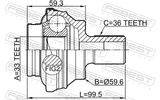 Febest 2310-CCR Outer CV Joint Rear 33X59.5X36