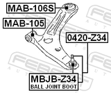 Febest MAB-106S Rear Bushing, Front Control Arm (For Sport Suspension)