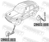 Febest 29603-003 Front Level Sensor (With Link)